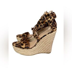 Novo Shoes 5” Leopard Print Espadrille Platform Wedges
